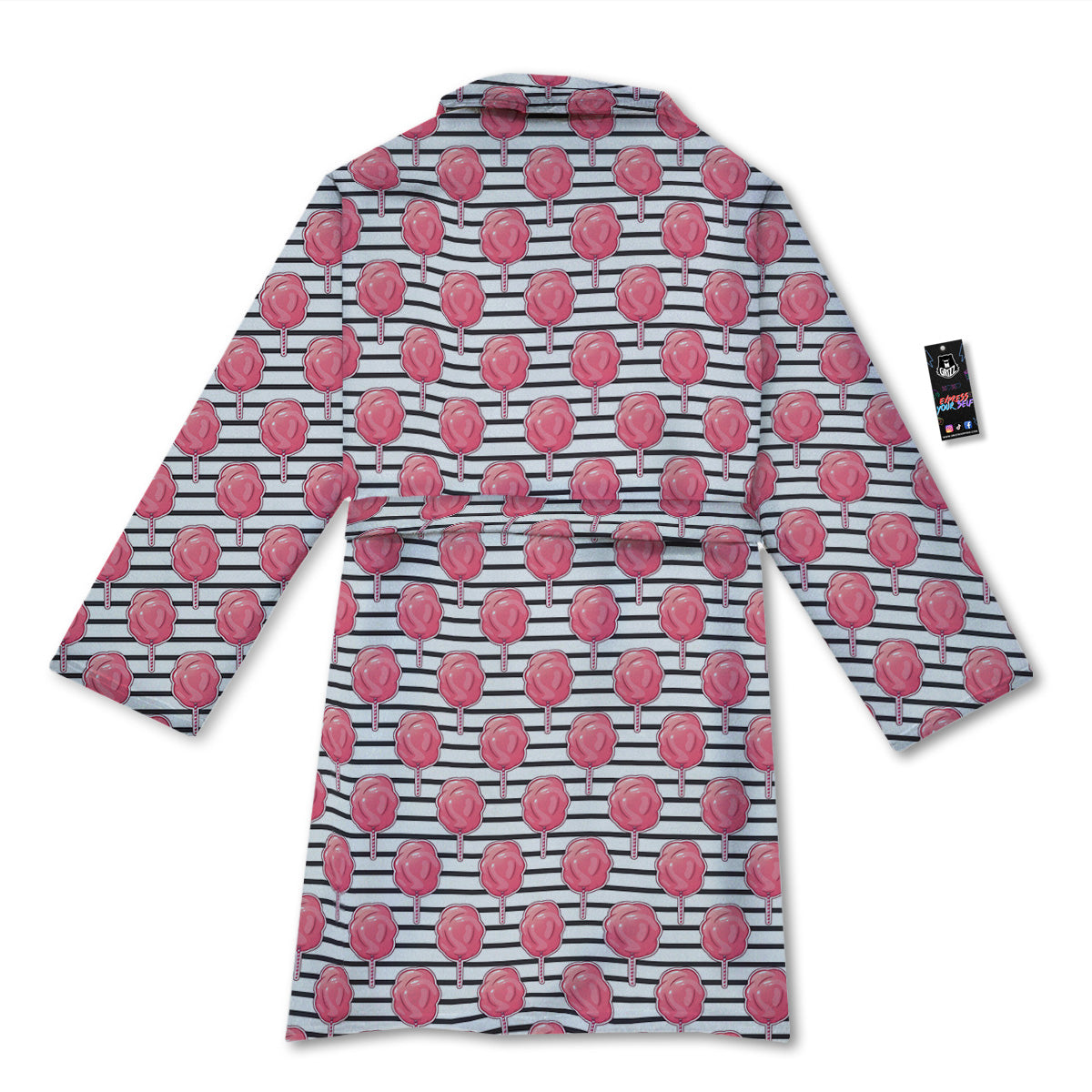 Striped Cotton Candy Print Pattern Bathrobe-grizzshop