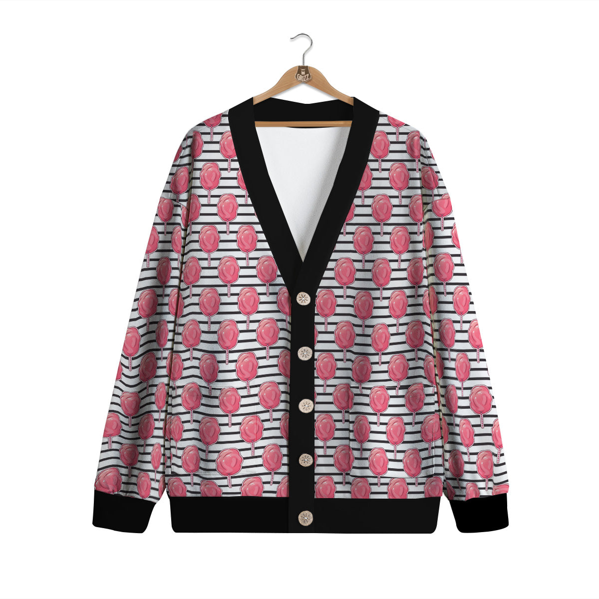 Striped Cotton Candy Print Pattern Cardigan-grizzshop