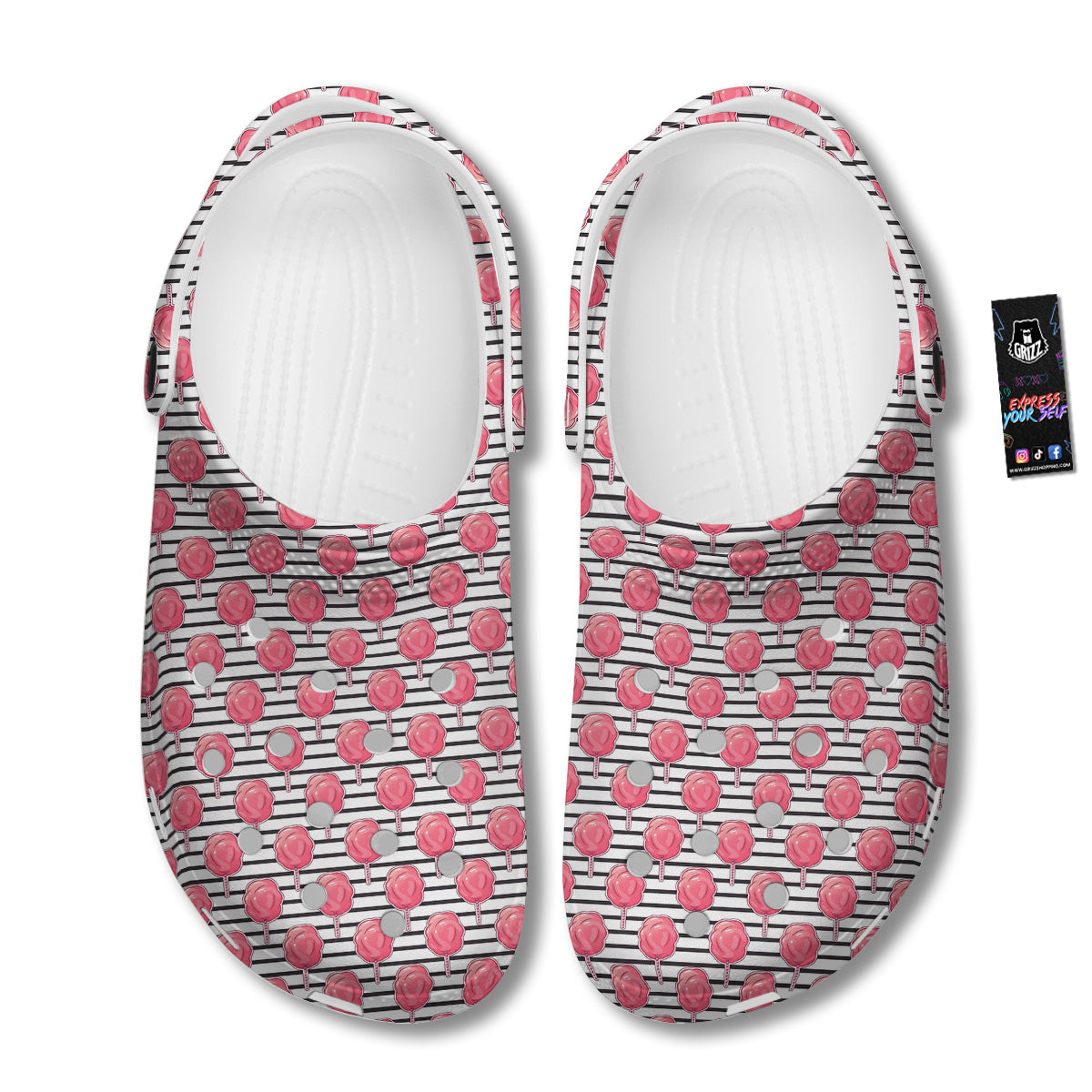 Striped Cotton Candy Print Pattern Clog-grizzshop