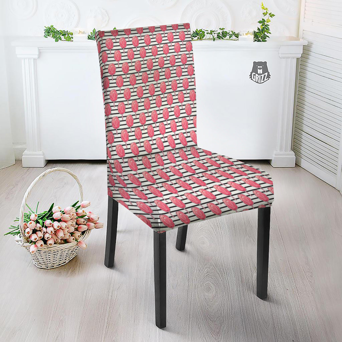 Striped Cotton Candy Print Pattern Dining Chair Slipcover-grizzshop