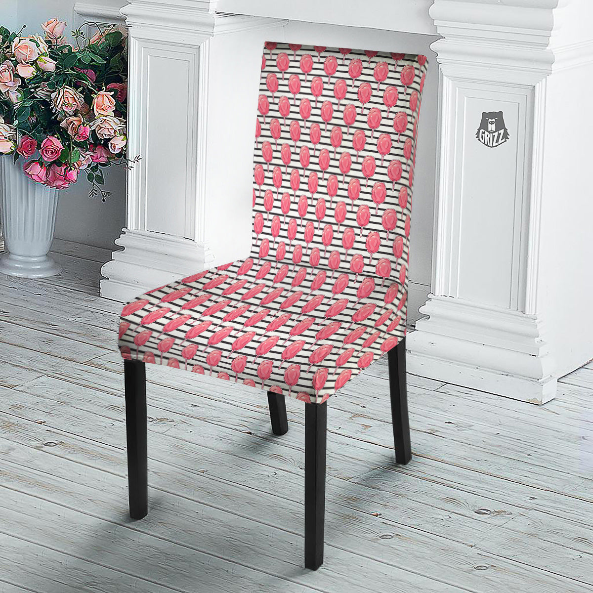 Striped Cotton Candy Print Pattern Dining Chair Slipcover-grizzshop