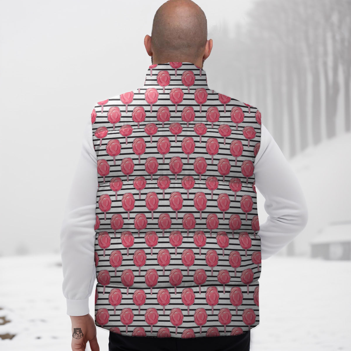 Striped Cotton Candy Print Pattern Down Vest