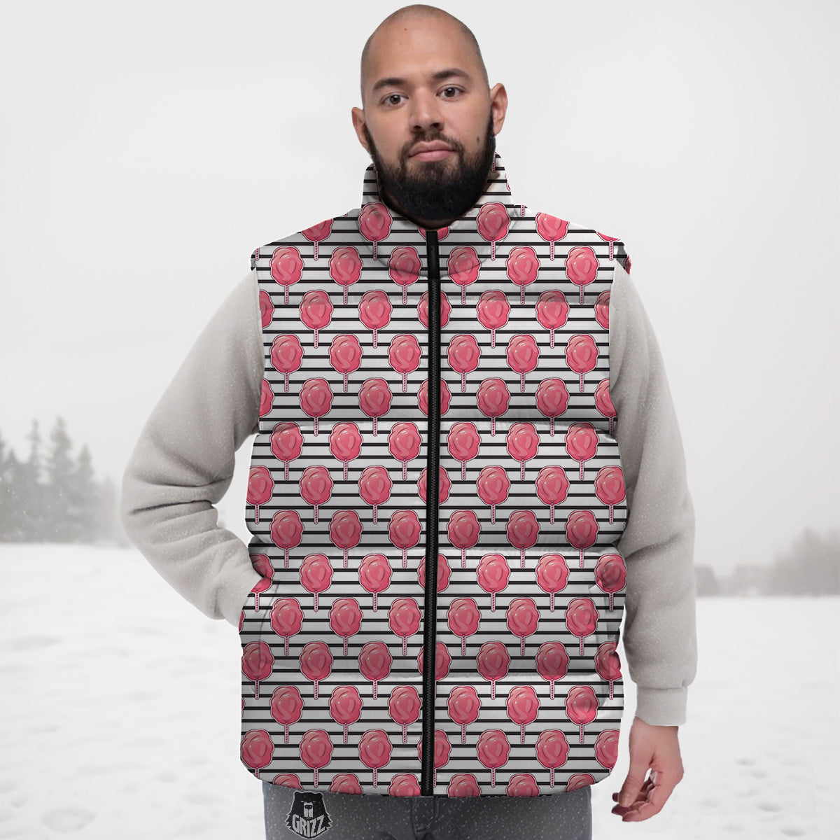 Striped Cotton Candy Print Pattern Down Vest