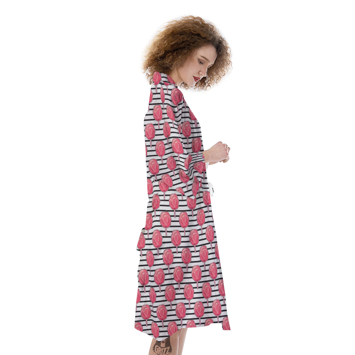 Striped Cotton Candy Print Pattern Kimono-grizzshop
