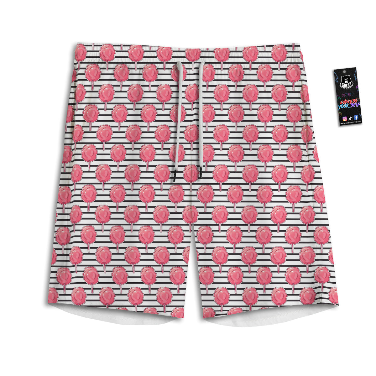 Striped Cotton Candy Print Pattern Men's Athletic Shorts