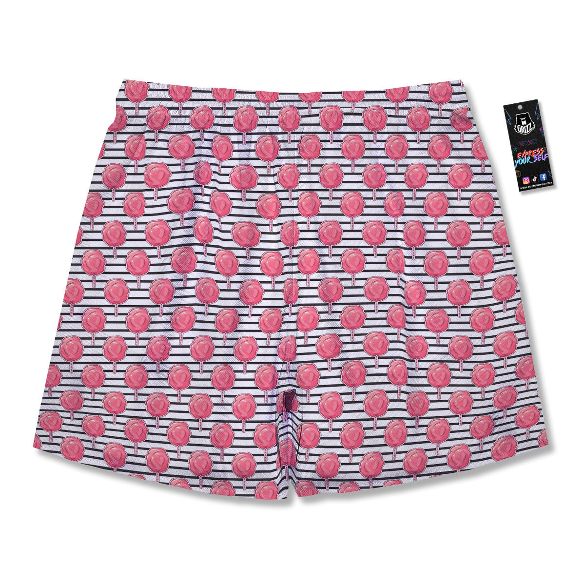 Striped Cotton Candy Print Pattern Men's Running Shorts-grizzshop