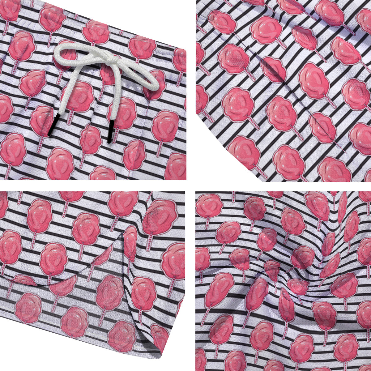 Striped Cotton Candy Print Pattern Men's Running Shorts-grizzshop