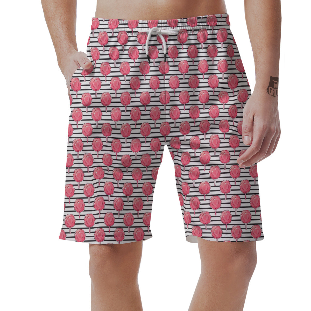 Striped Cotton Candy Print Pattern Men's Shorts-grizzshop