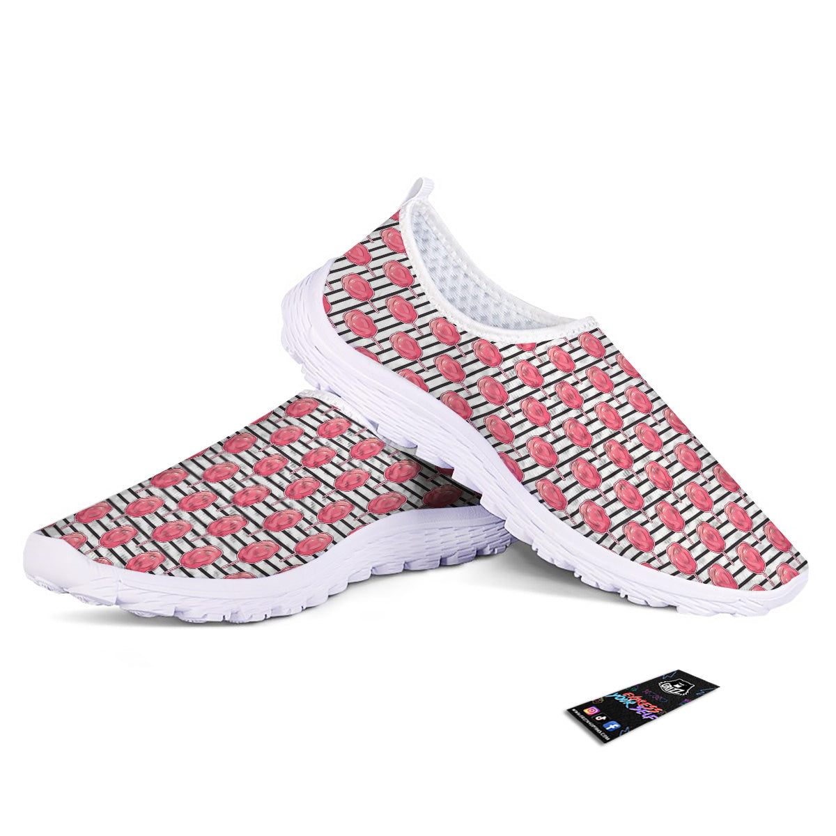 Striped Cotton Candy Print Pattern Nurse Shoes-grizzshop