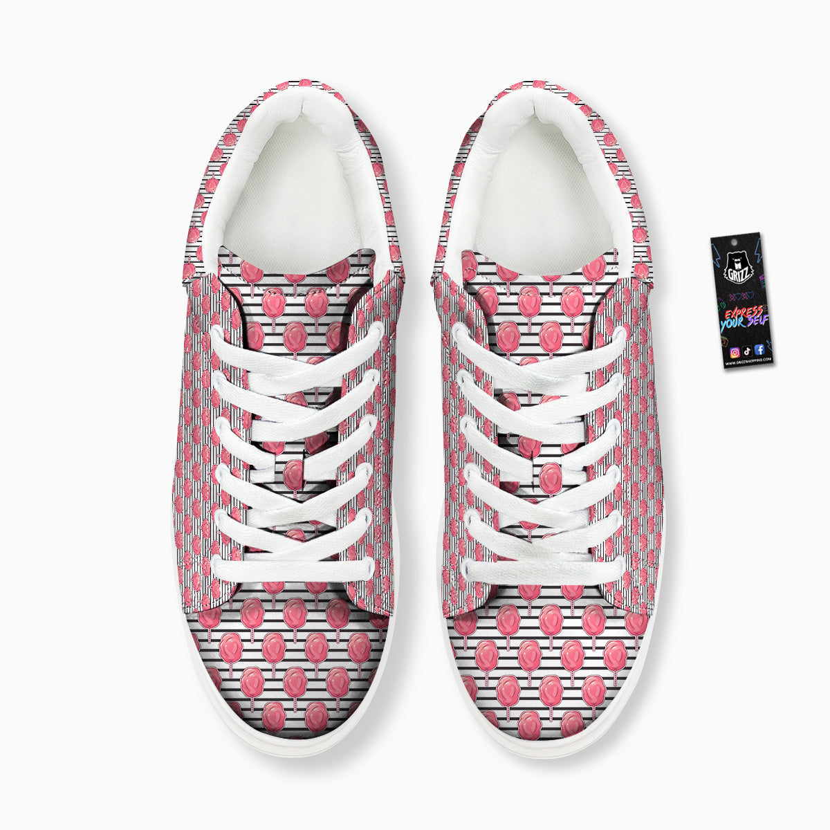Striped Cotton Candy Print Pattern Platform Shoes-grizzshop