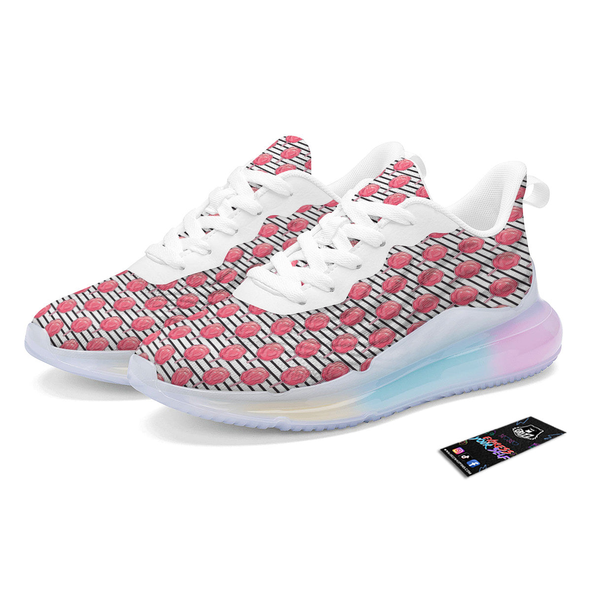 Striped Cotton Candy Print Pattern Running Sneakers-grizzshop