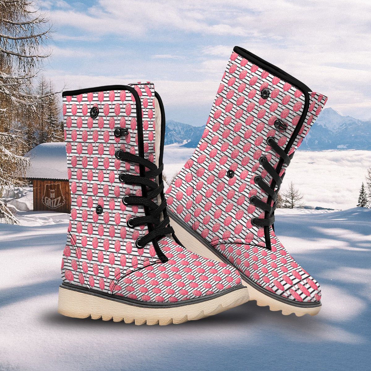 Striped Cotton Candy Print Pattern Snow Boots-grizzshop