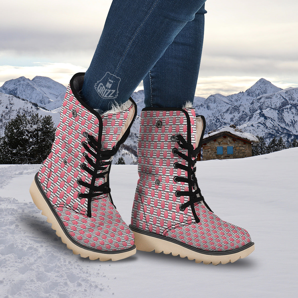 Striped Cotton Candy Print Pattern Snow Boots-grizzshop
