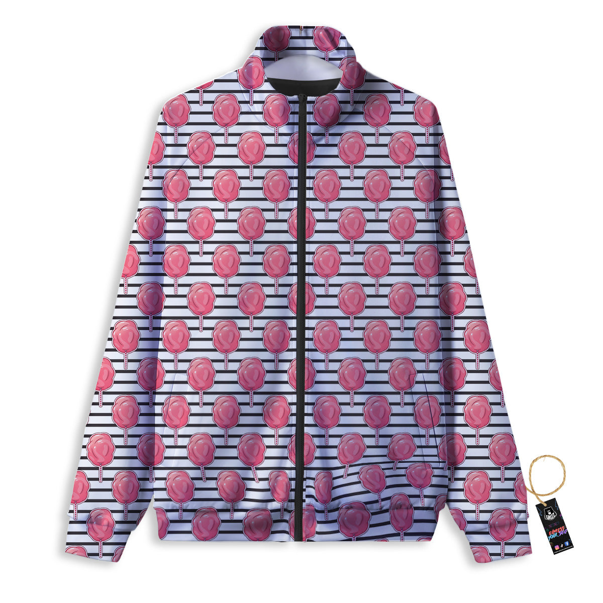Striped Cotton Candy Print Pattern Track Jacket-grizzshop