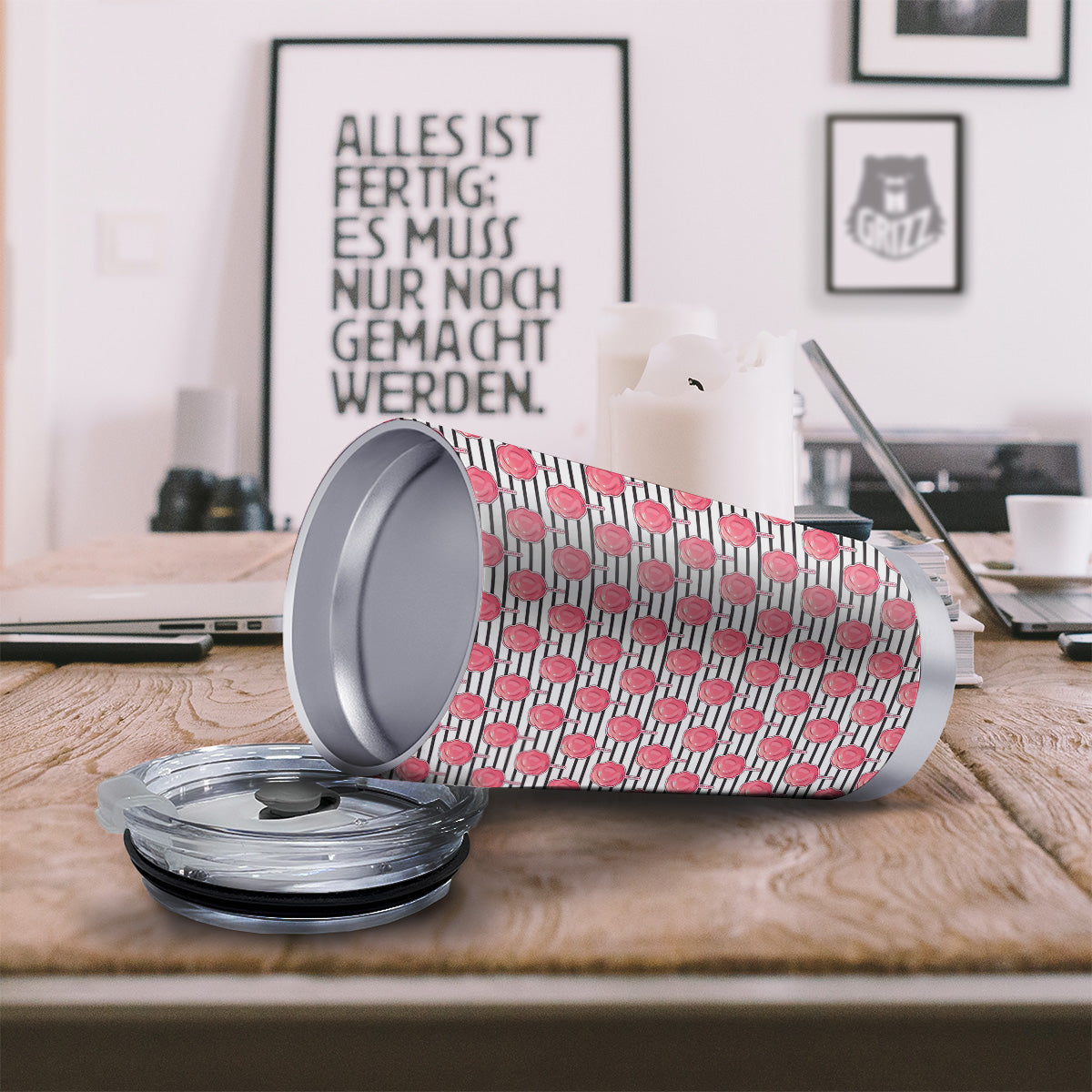 Striped Cotton Candy Print Pattern Tumbler-grizzshop
