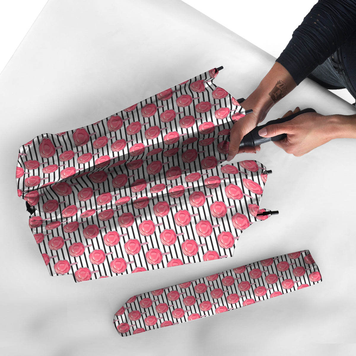 Striped Cotton Candy Print Pattern Umbrella-grizzshop