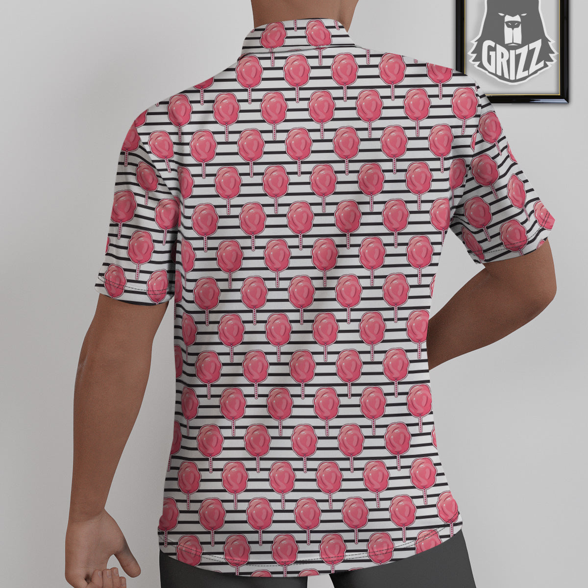 Striped Cotton Candy Print Pattern Untucked Shirts-grizzshop