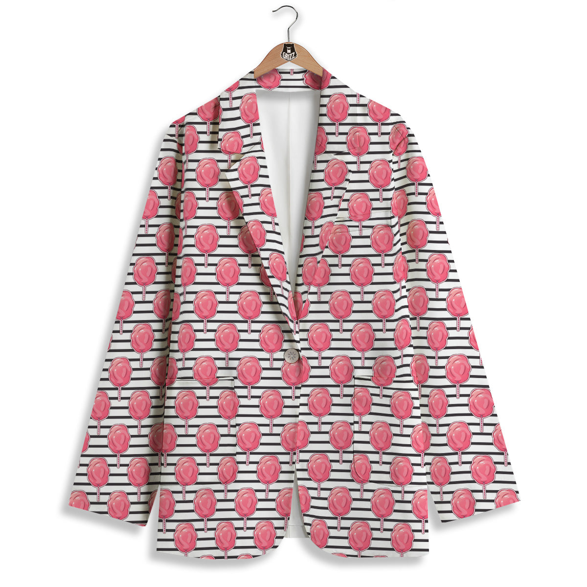 Striped Cotton Candy Print Pattern Women's Blazer-grizzshop