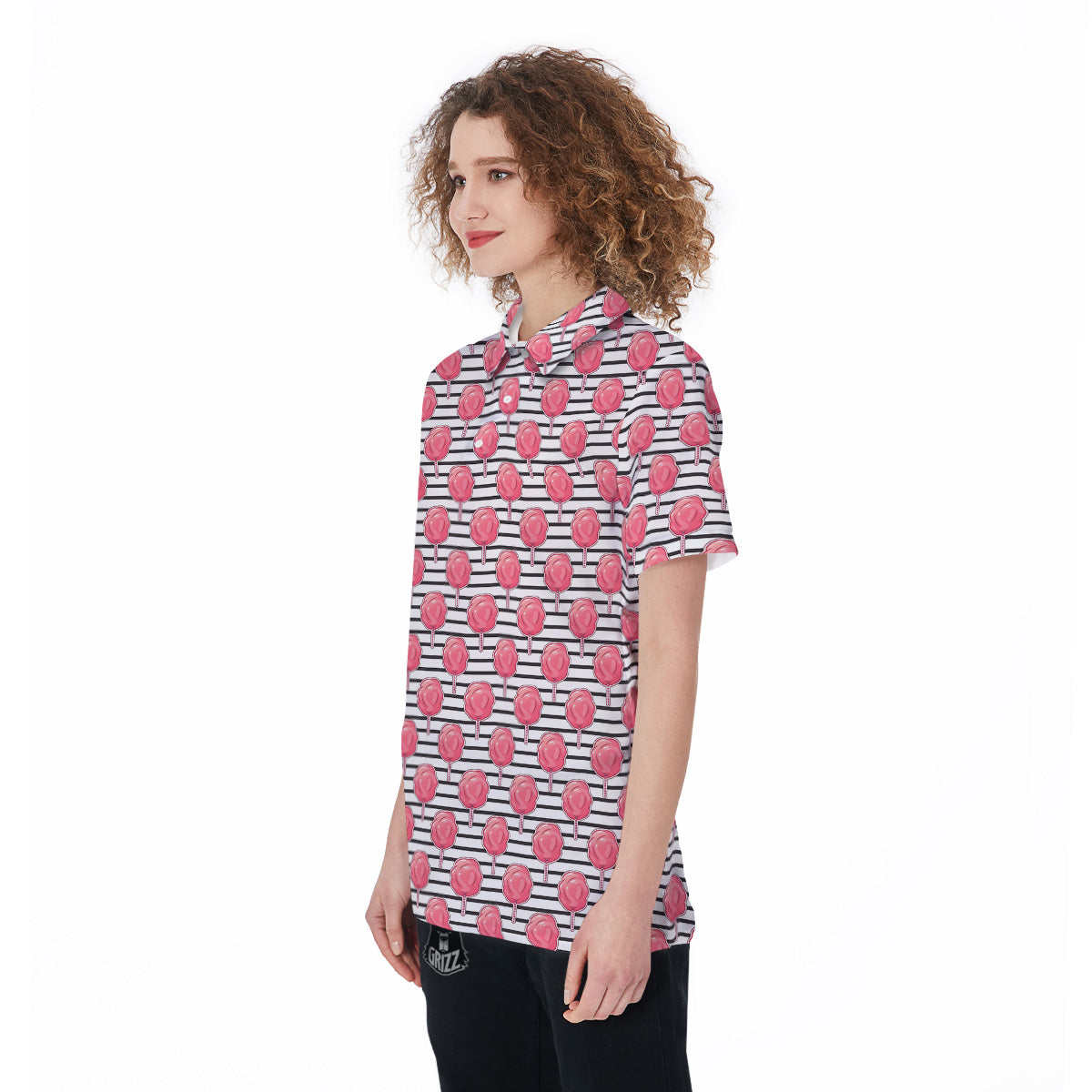 Striped Cotton Candy Print Pattern Women's Golf Shirts-grizzshop
