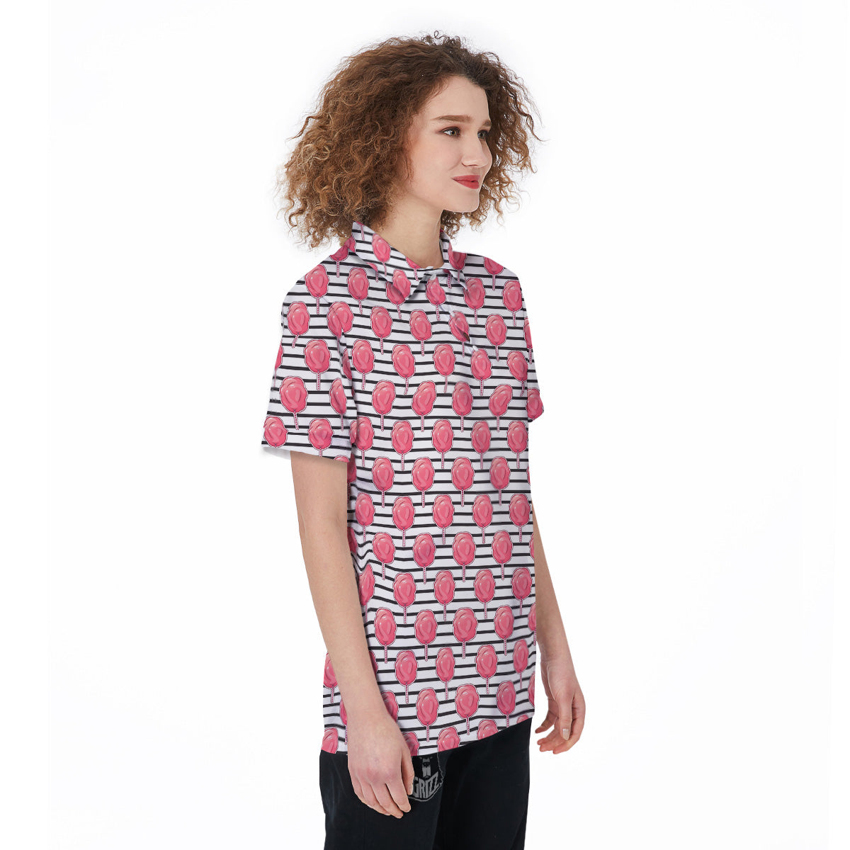 Striped Cotton Candy Print Pattern Women's Golf Shirts-grizzshop