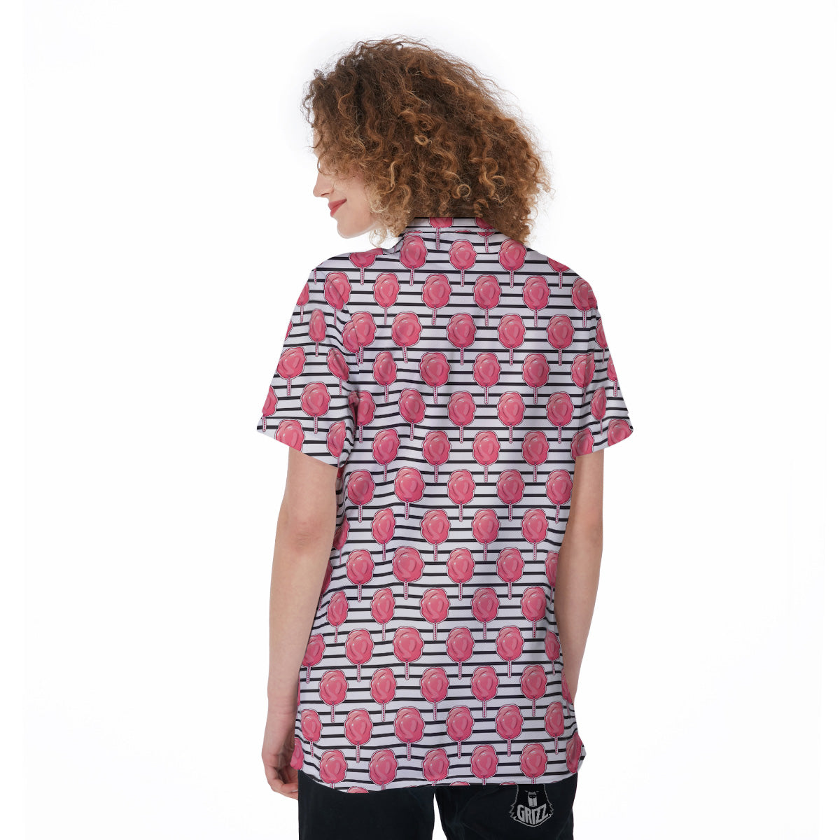 Striped Cotton Candy Print Pattern Women's Golf Shirts-grizzshop