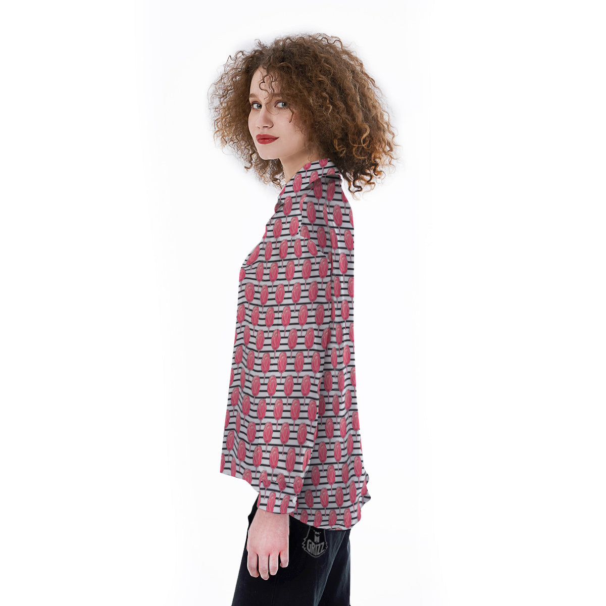 Striped Cotton Candy Print Pattern Women's Long Sleeve Shirts-grizzshop