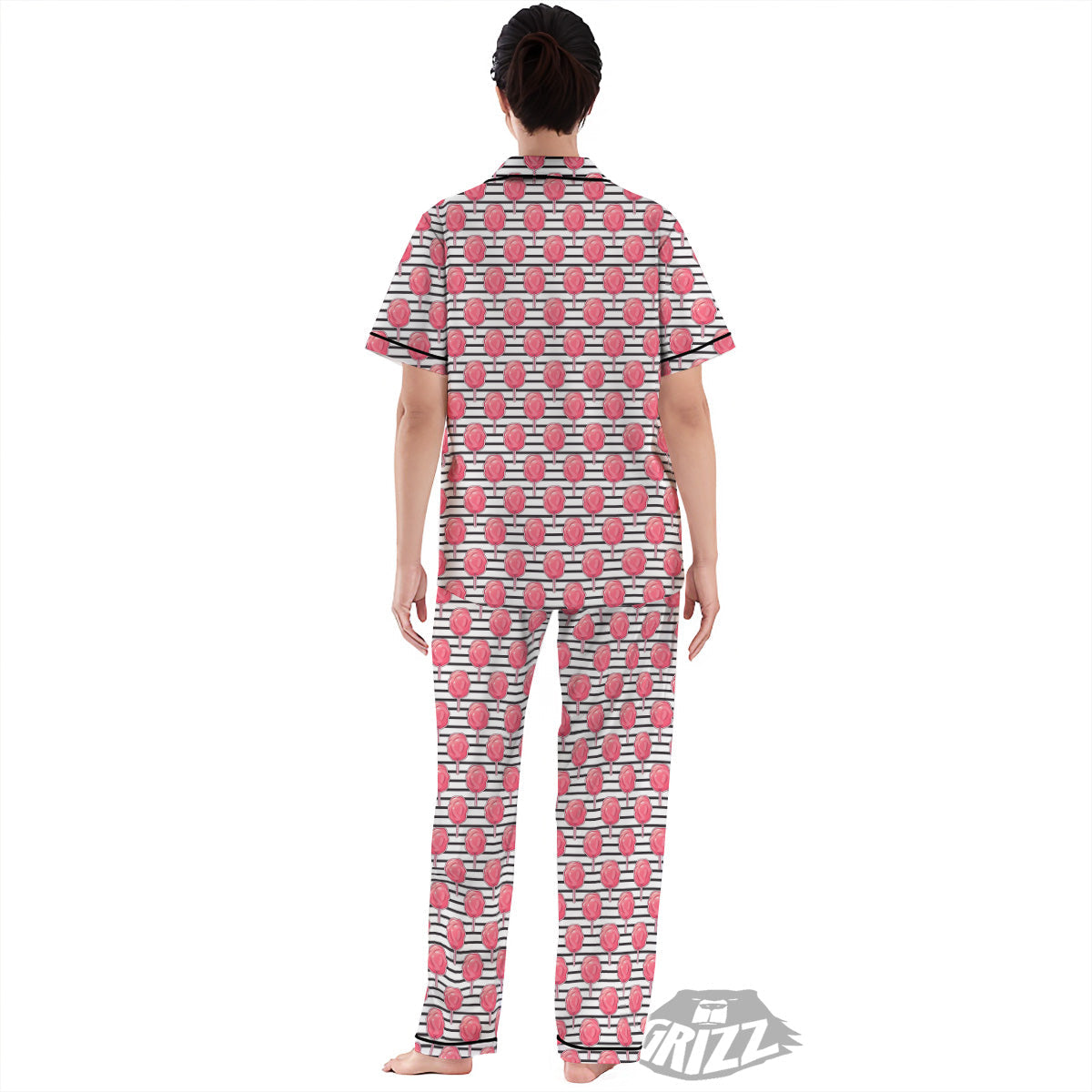 Striped Cotton Candy Print Pattern Women's Pajamas Set-grizzshop