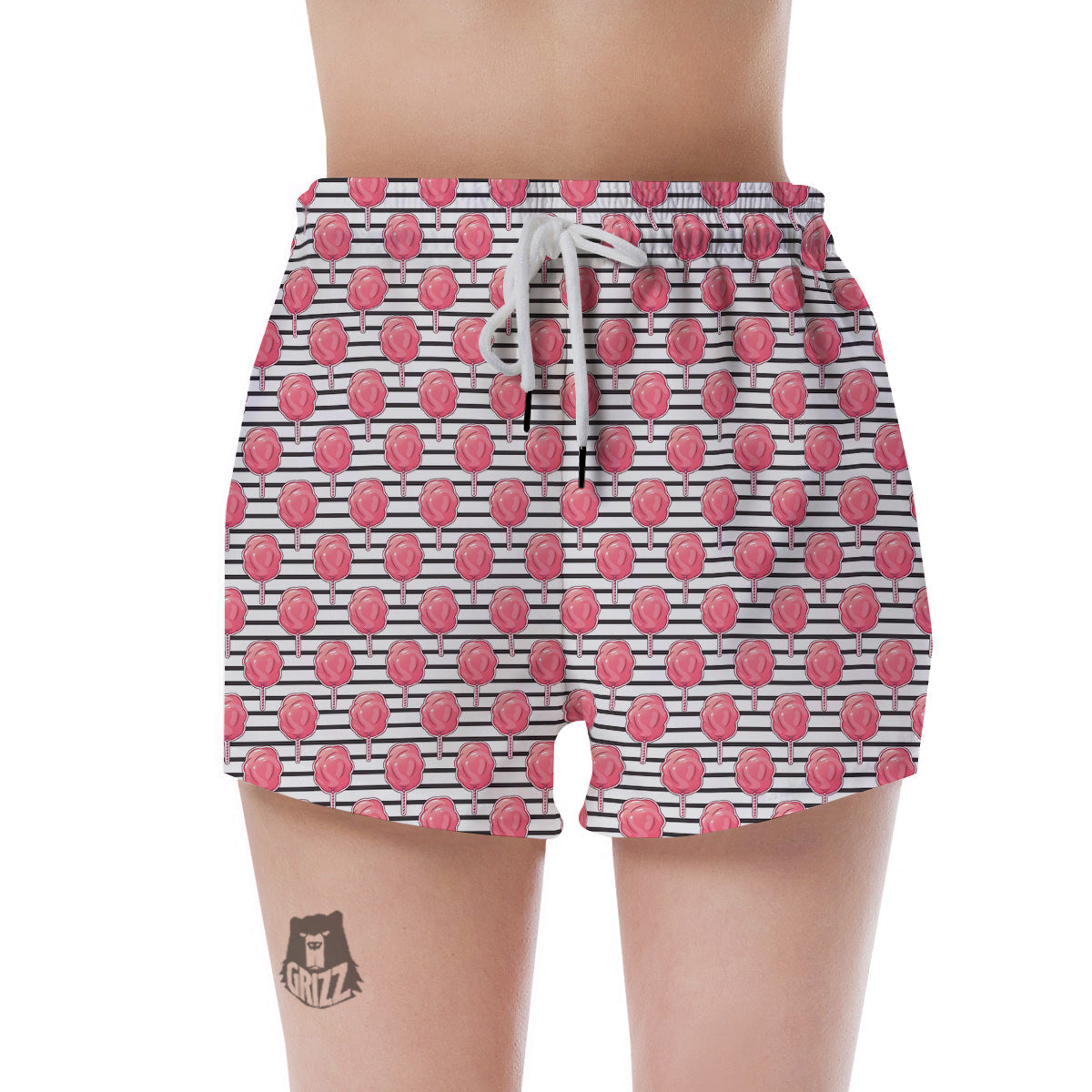 Striped Cotton Candy Print Pattern Women's Shorts-grizzshop