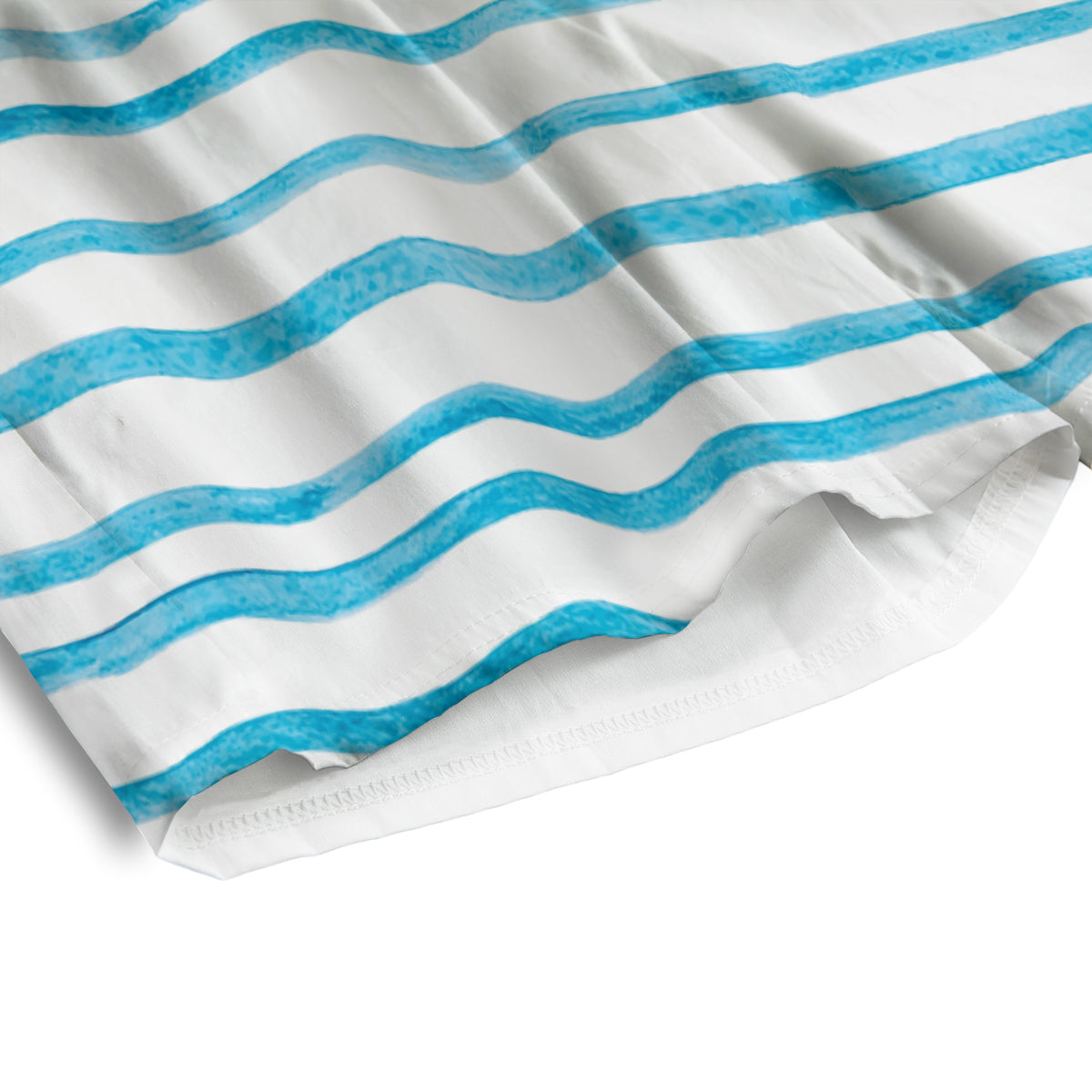 Striped Cyan And White Print Pattern Men's Athletic Shorts