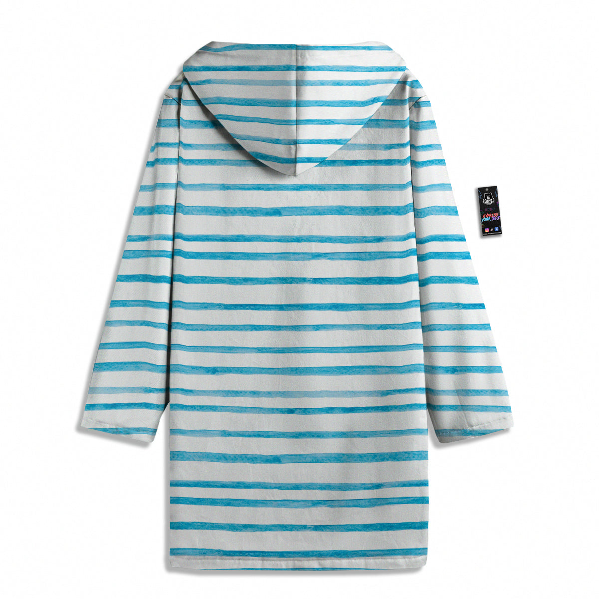 Striped Cyan And White Print Pattern Men's Windbreaker Jacket-grizzshop