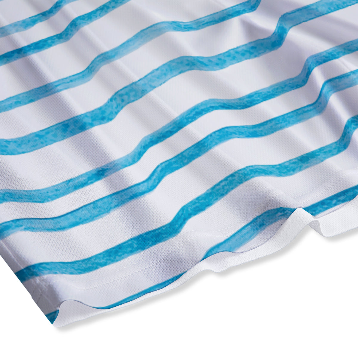 Striped Cyan And White Print Pattern Mesh Shorts
