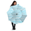 Striped Cyan And White Print Pattern Umbrella-grizzshop