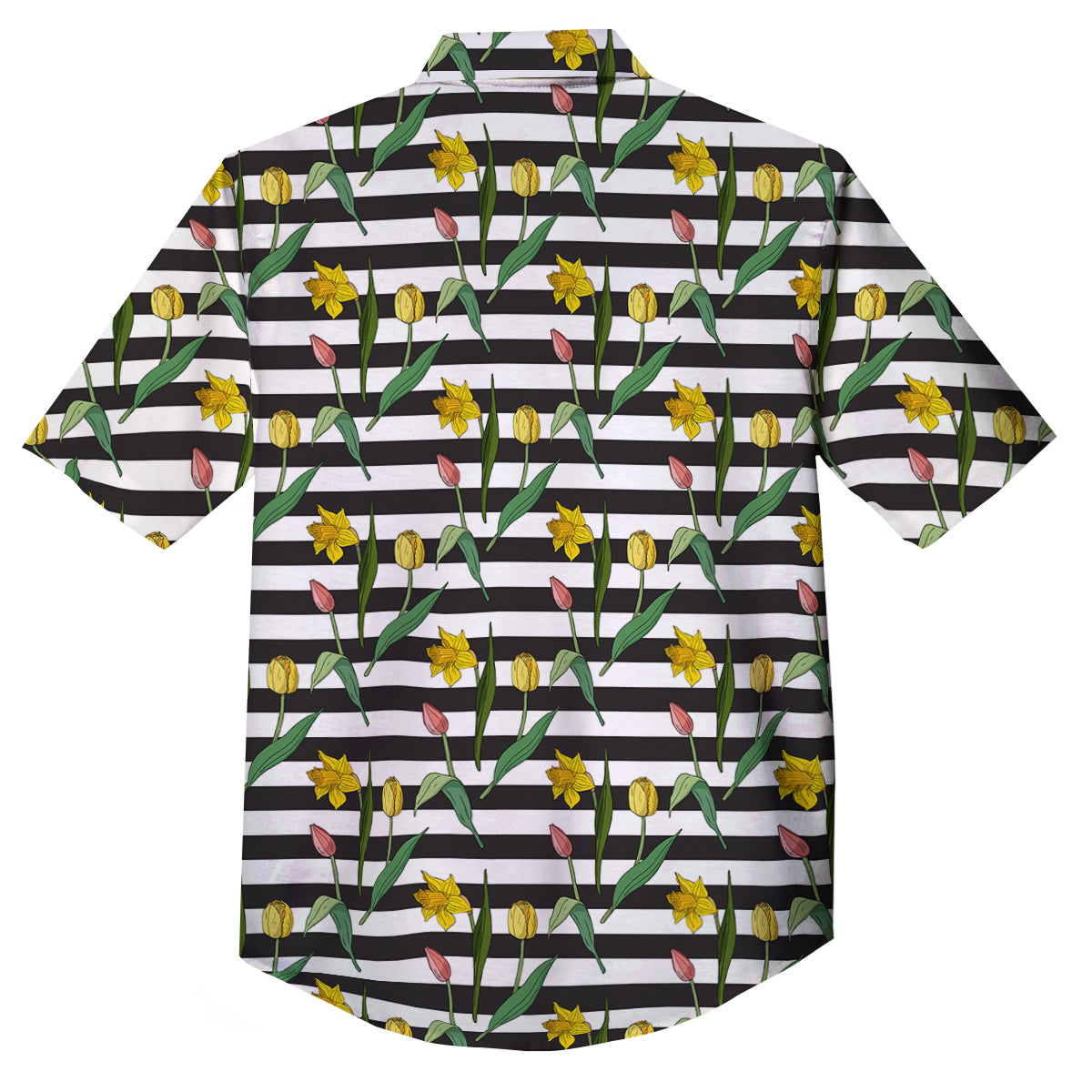 Striped Daffodil Yellow Print Pattern Button Up Shirt-grizzshop
