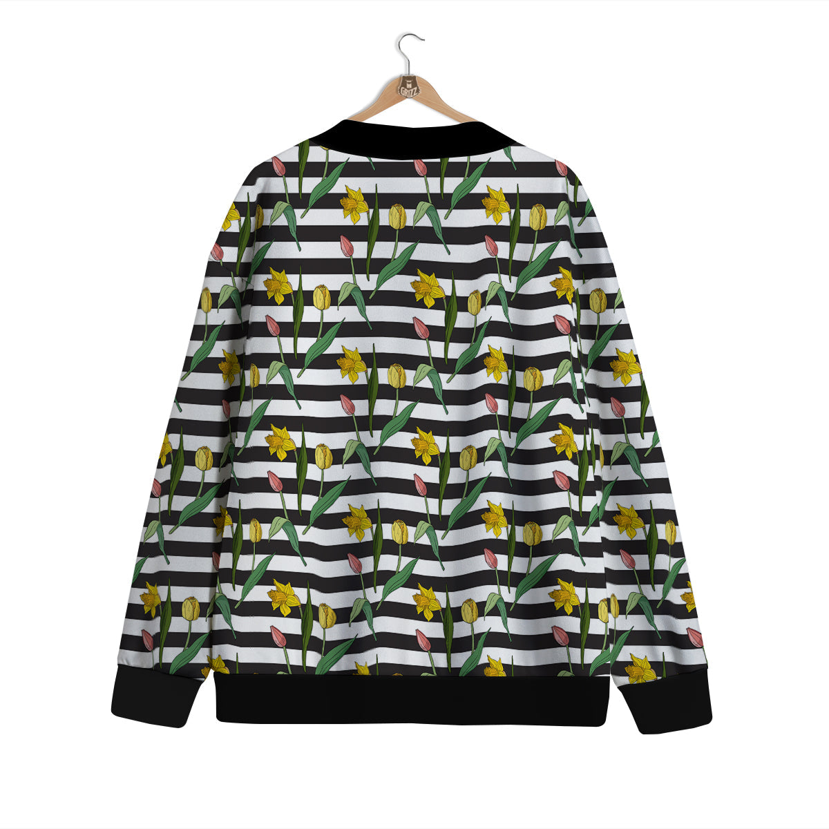 Striped Daffodil Yellow Print Pattern Cardigan-grizzshop