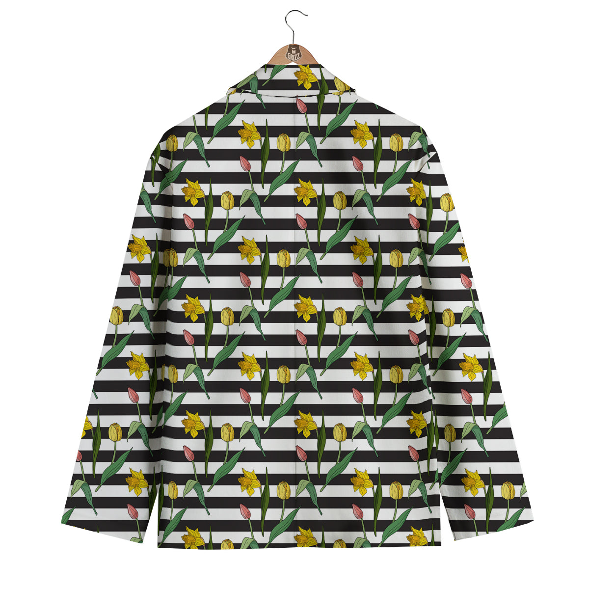 Striped Daffodil Yellow Print Pattern Men's Blazer-grizzshop