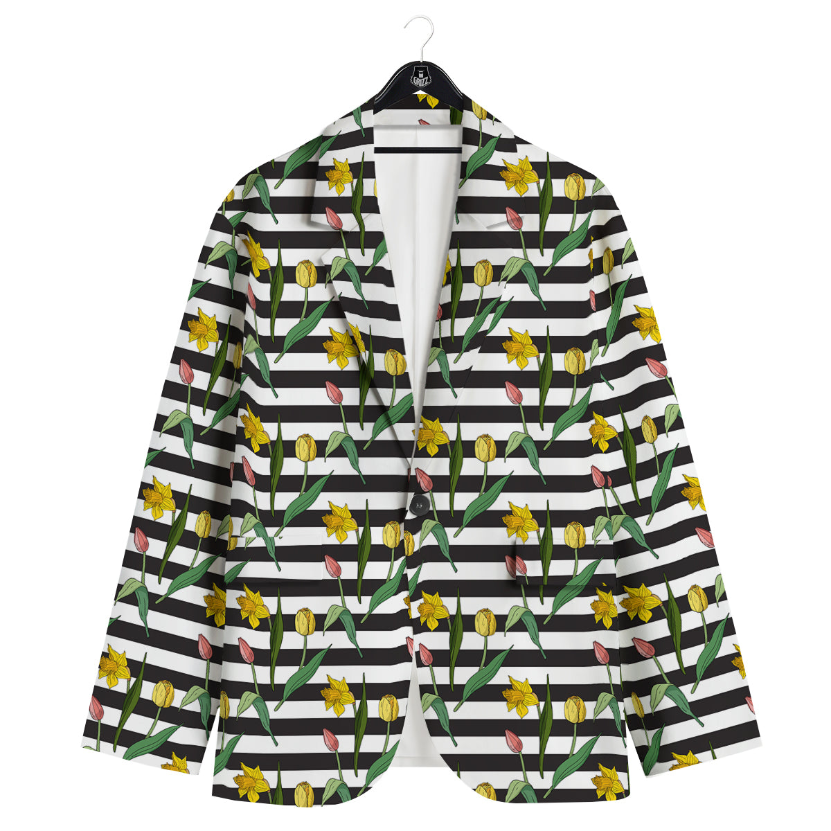 Striped Daffodil Yellow Print Pattern Men's Sport Coat-grizzshop