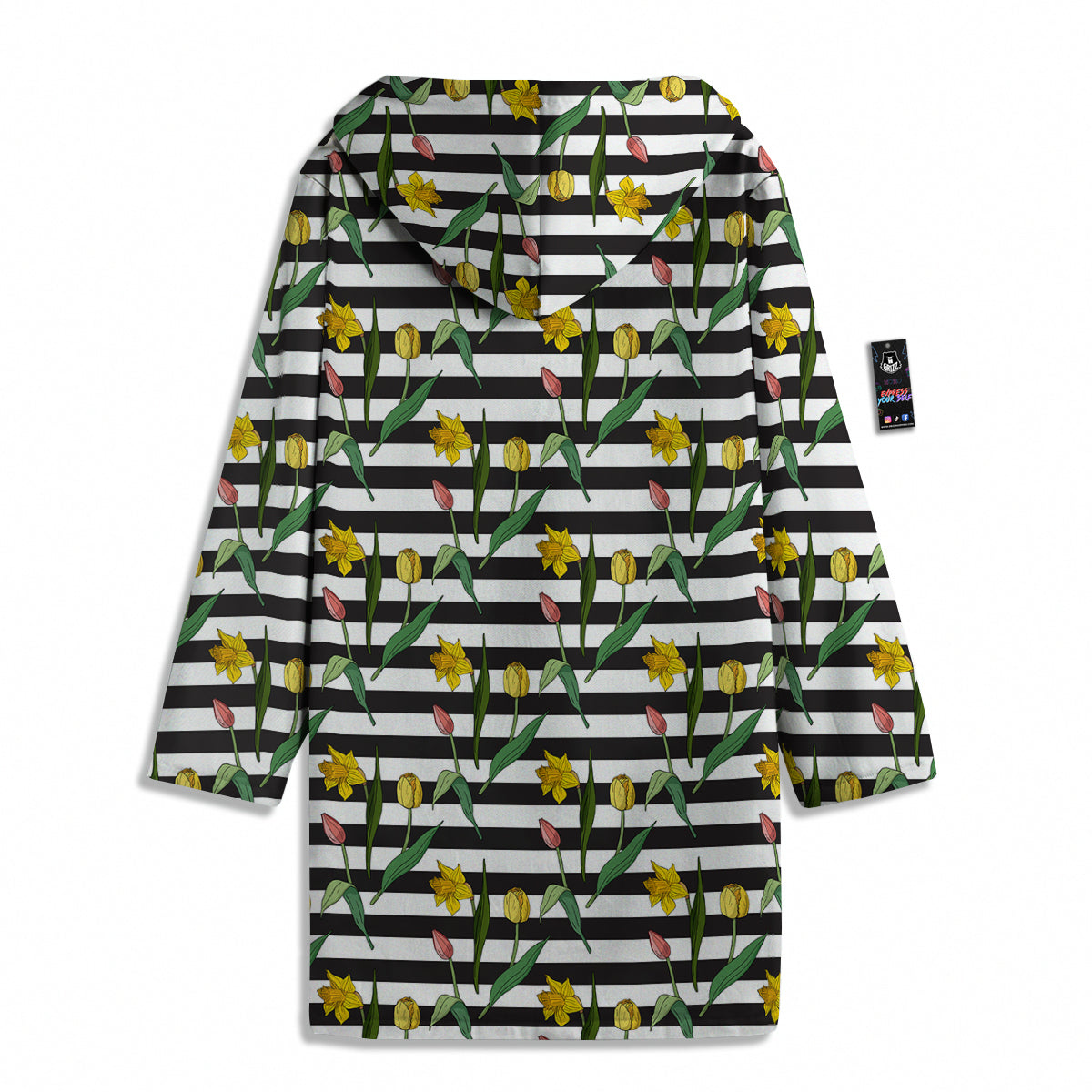 Striped Daffodil Yellow Print Pattern Men's Windbreaker Jacket-grizzshop
