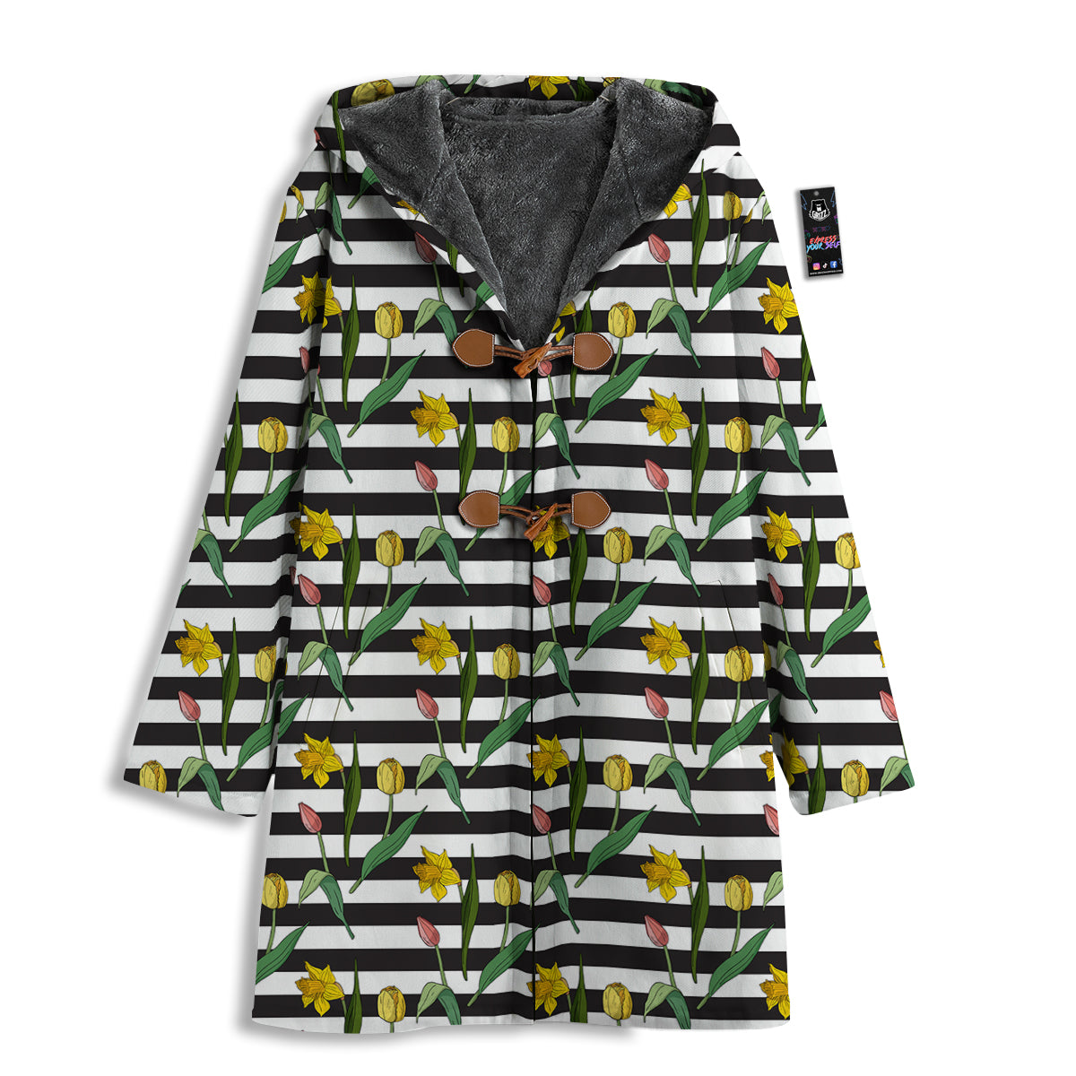 Striped Daffodil Yellow Print Pattern Men's Windbreaker Jacket-grizzshop