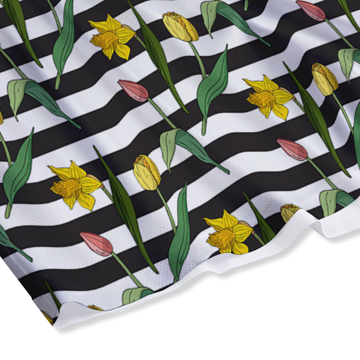 Striped Daffodil Yellow Print Pattern Mesh Shorts