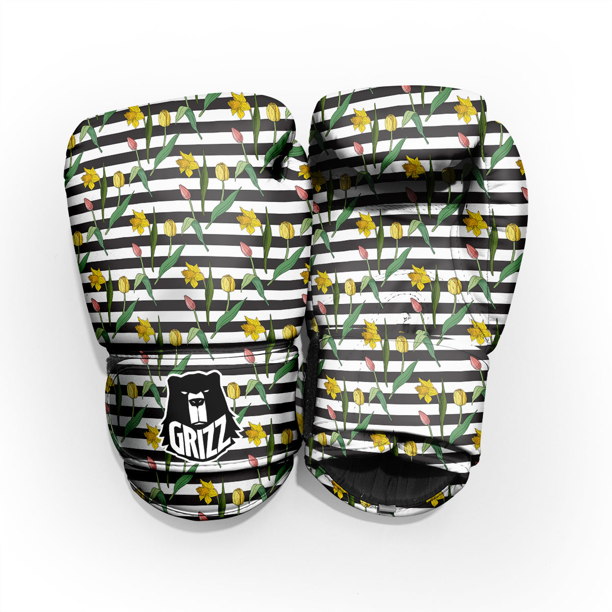 Striped Daffodil Yellow Print Pattern Pro Boxing Glove