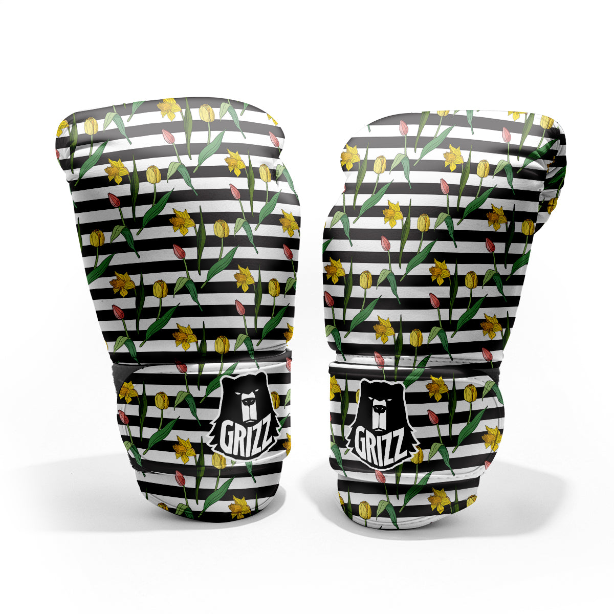 Striped Daffodil Yellow Print Pattern Pro Boxing Glove