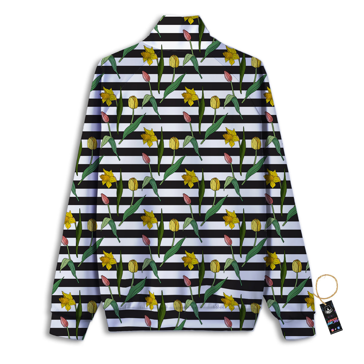 Striped Daffodil Yellow Print Pattern Track Jacket-grizzshop
