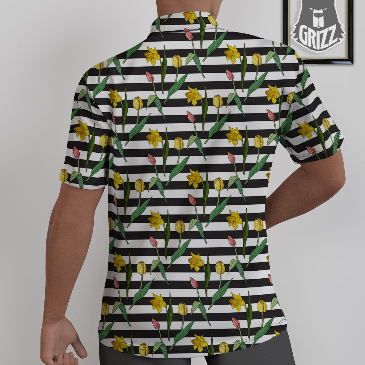 Striped Daffodil Yellow Print Pattern Untucked Shirts-grizzshop