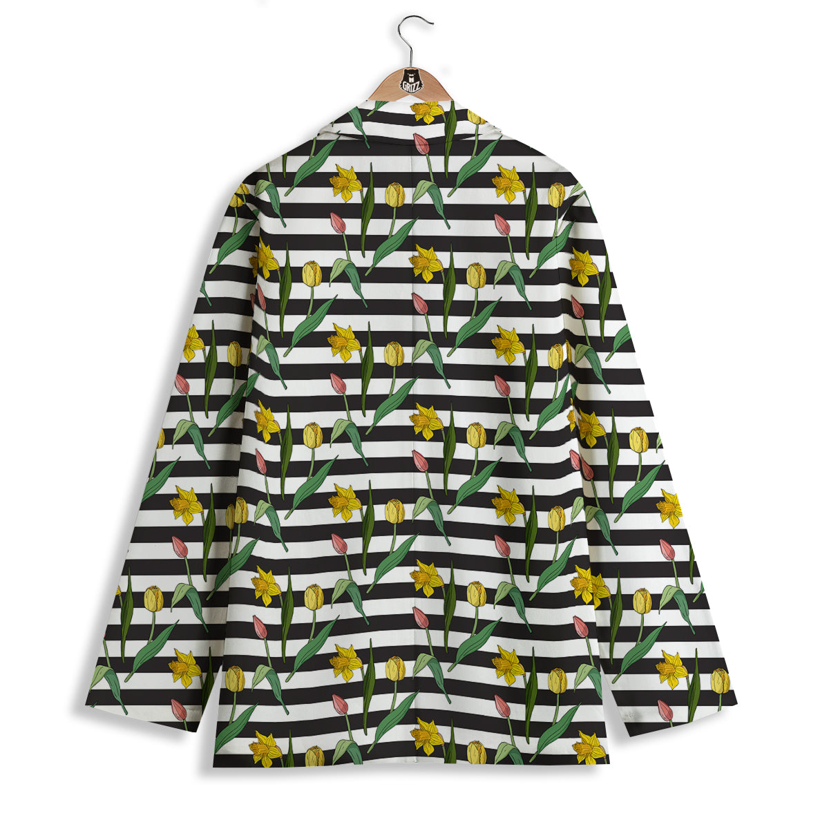Striped Daffodil Yellow Print Pattern Women's Blazer-grizzshop