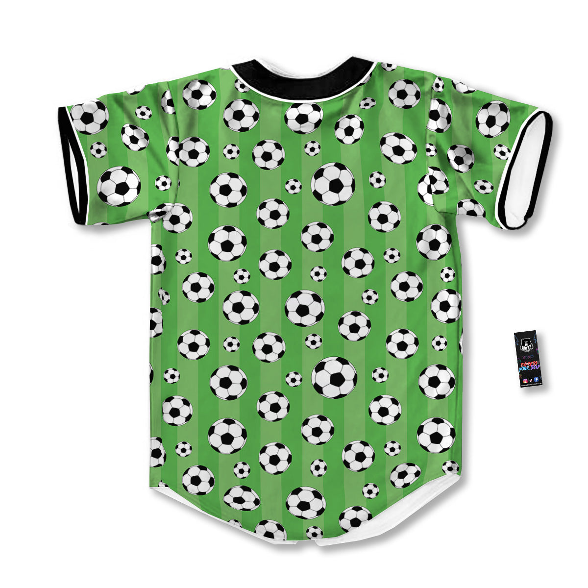 Striped Green Football Print Pattern Baseball Jersey-grizzshop