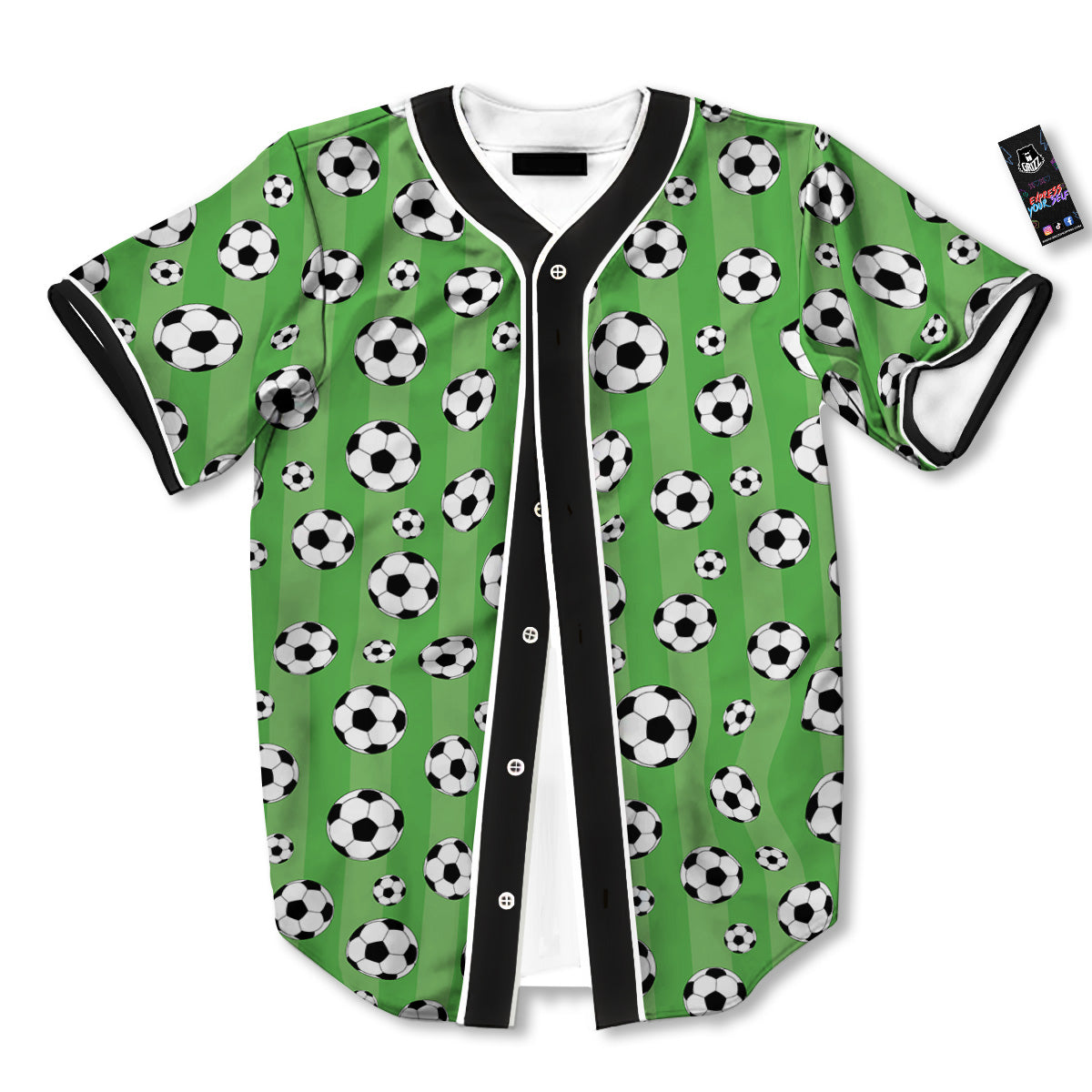 Striped Green Football Print Pattern Baseball Jersey-grizzshop