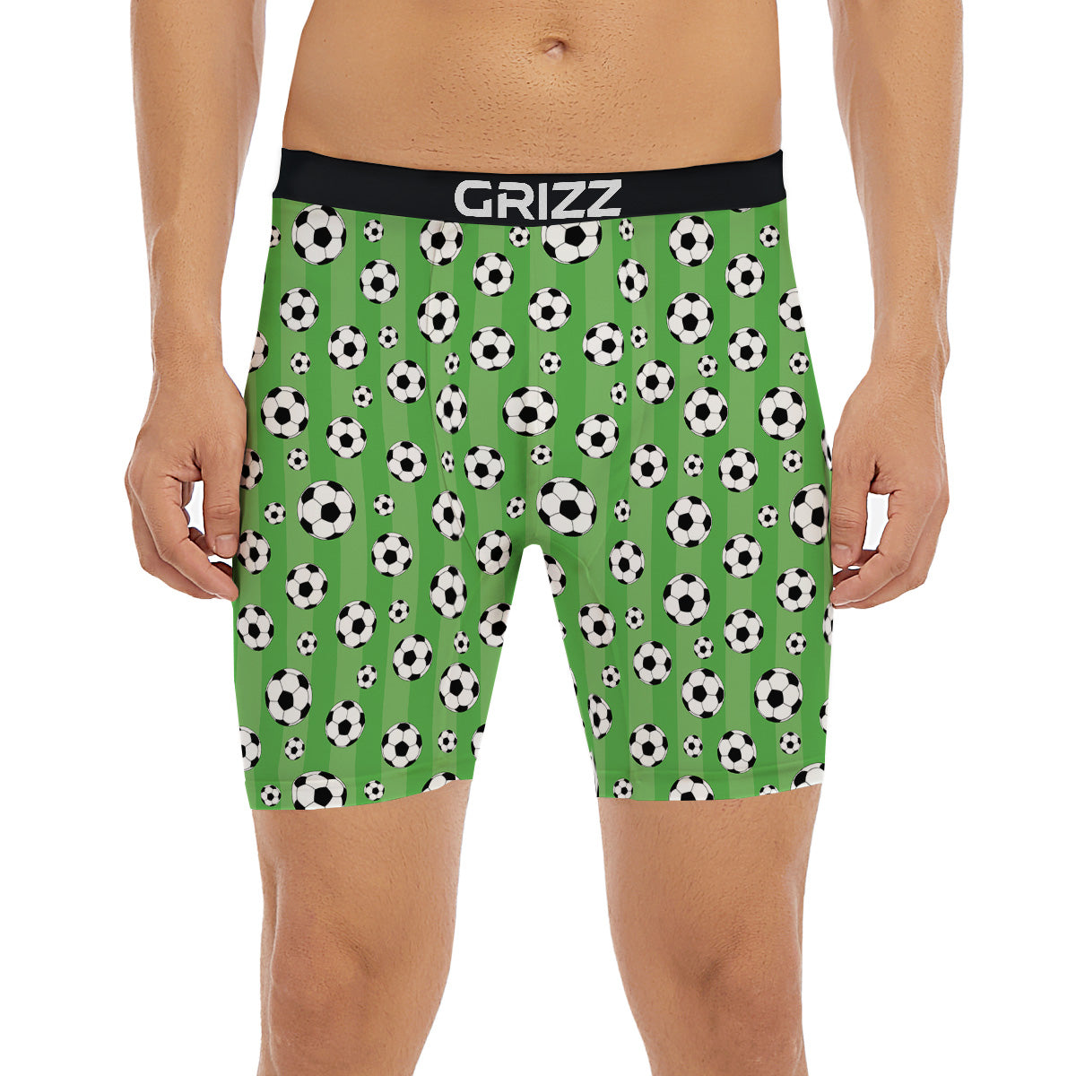 Striped Green Football Print Pattern Boxer Briefs-grizzshop
