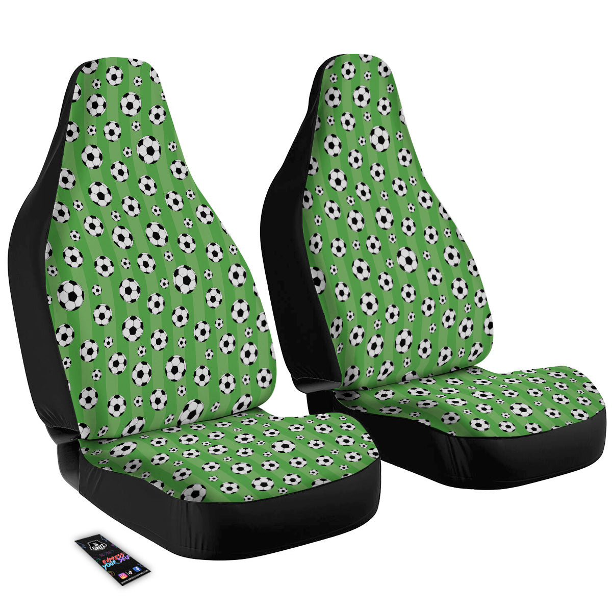 Striped Green Football Print Pattern Car Seat Covers-grizzshop