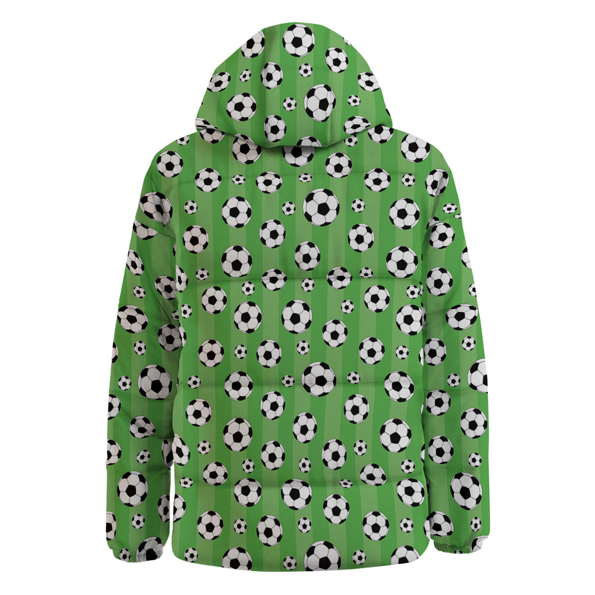 Striped Green Football Print Pattern Down Jacket-grizzshop