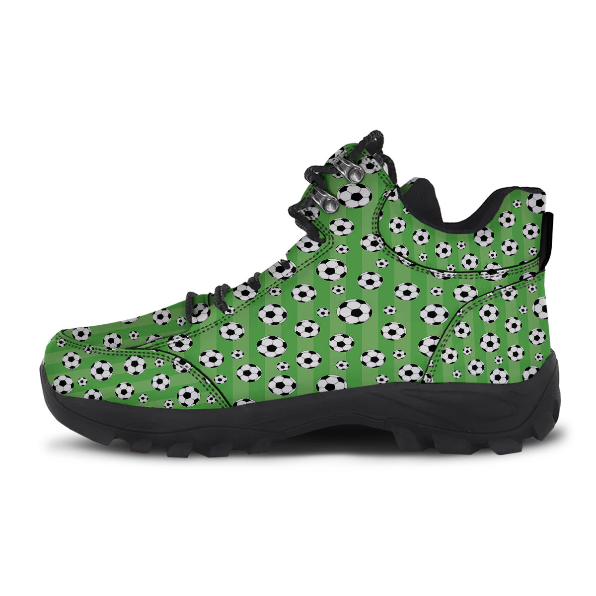Striped Green Football Print Pattern Hiking Shoes-grizzshop